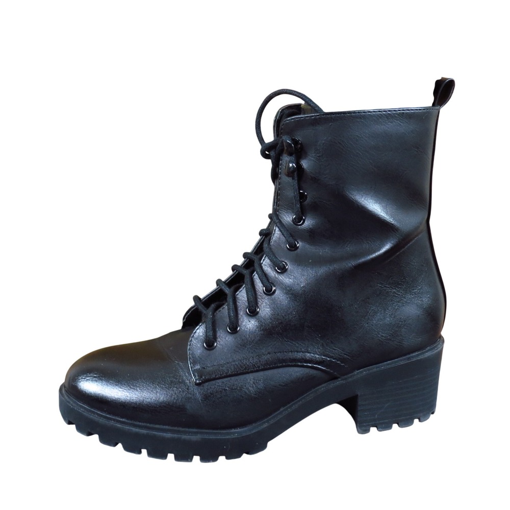 Mia Girl Ciera Womens Combat Boots Size 7.5 Fashion Lug Sole Black Synthetic